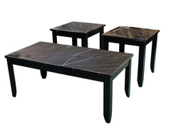 Awf Imports - Faux Black Cocktail & 2 End Tables
