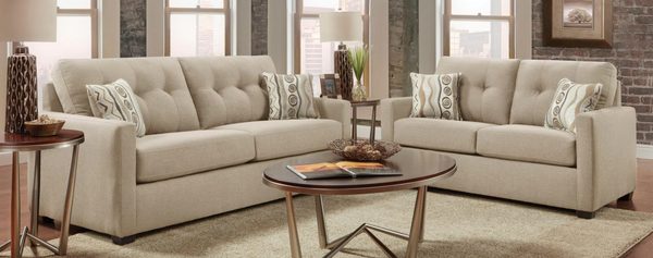 Washington Furniture - Mitchell Sand Stationary Sofa & Loveseat Set