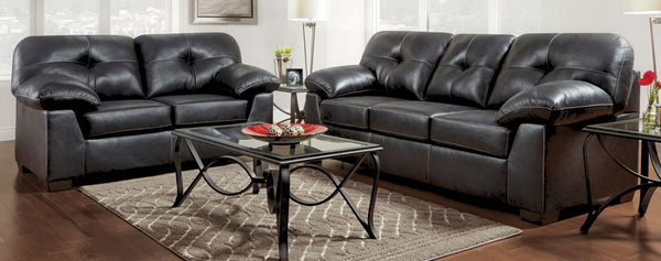 Washington Furniture - Nevada Black Stationary Sofa & Loveseat Set