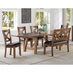Aspen Brown Dining 4 Chairs and Bench