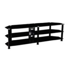 Tv Stand up to 79", tempered black glass, Al Legs