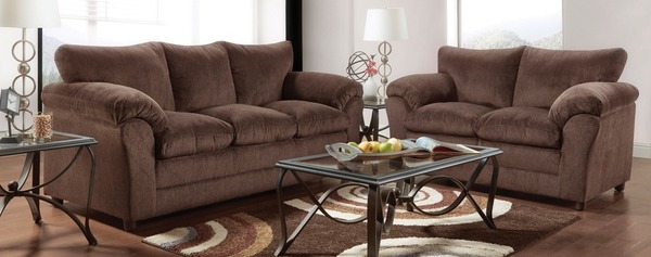 Washington Furniture - Kelly Chocolate Stationary Sofa & Loveseat Set