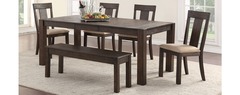 Awf Imports - Quincy Dining Table, 4 Chairs and Bench