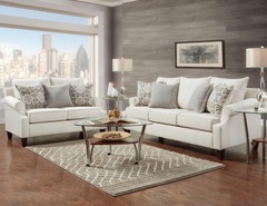 Washington Furniture - Bay Ridge Cream Stationary Sofa & Loveseat Set