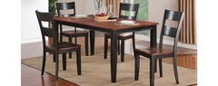 Awf Imports - Black & Cherry Leg Dining Table, 4 Chairs